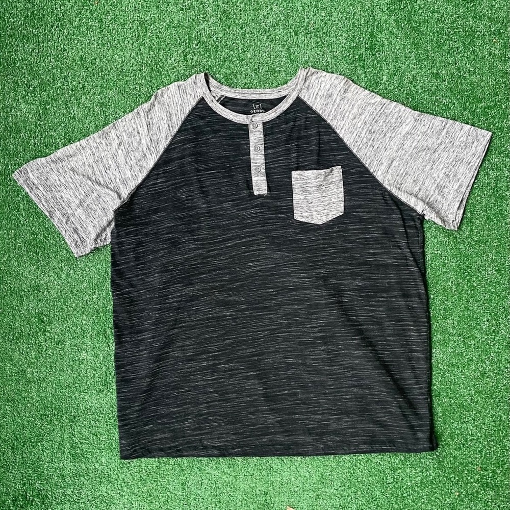 George Black & Gray Short-Sleeve Henley Pocket Tee